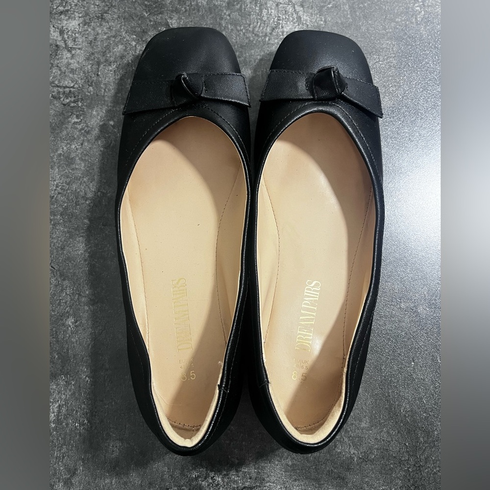 Dream Pairs Low Wedge Dressy Flats Square Toe Black Size 8.5 - Picture 5 of 13